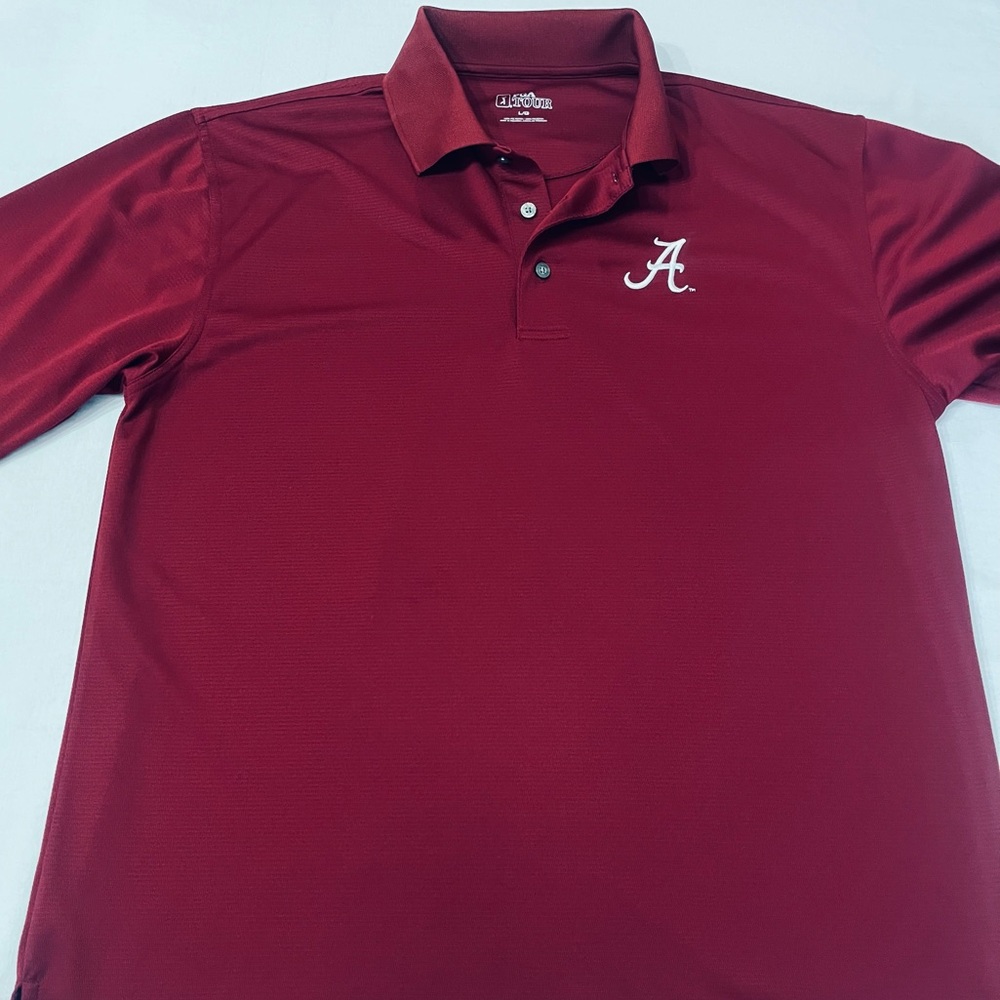 PGA Tour Alabama Crimson Tide Golf Polo Shirt Men’s Size L Short Sleeves Red